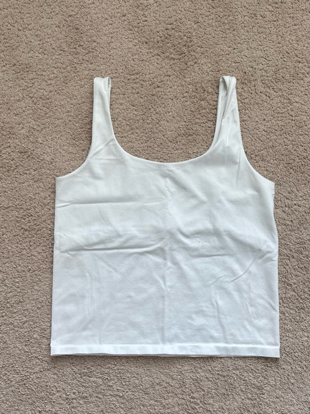 Avec Les Filles White Scoop Tank Top